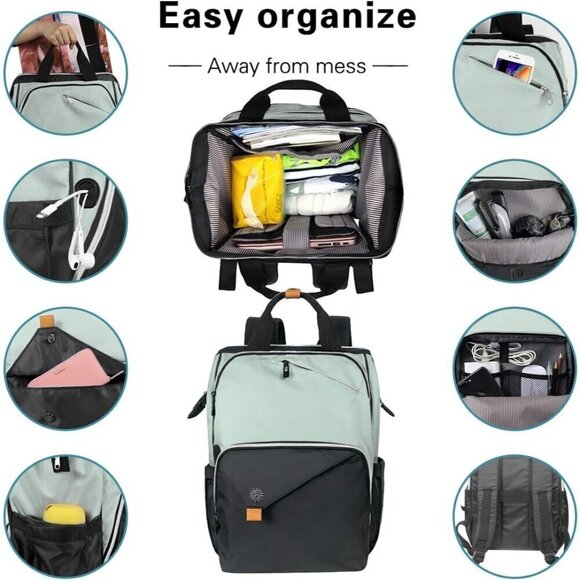 Hap Tim Laptop Backpack Green Black Travel Nurse and teachers Carry on (7651-GB) main image 4